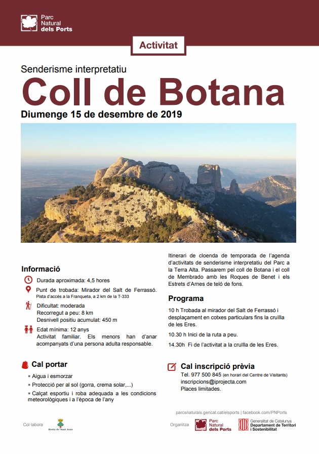 Senderisme interpretatiu pel coll de Botana i el coll de Membrado amb les Roques de Benet i els Estrets d’Arnes de teló de fons Senderisme interpretatiu pel coll de Botana i el coll de Membrado amb les Roques de Benet i els Estrets d’Arnes de teló de fons