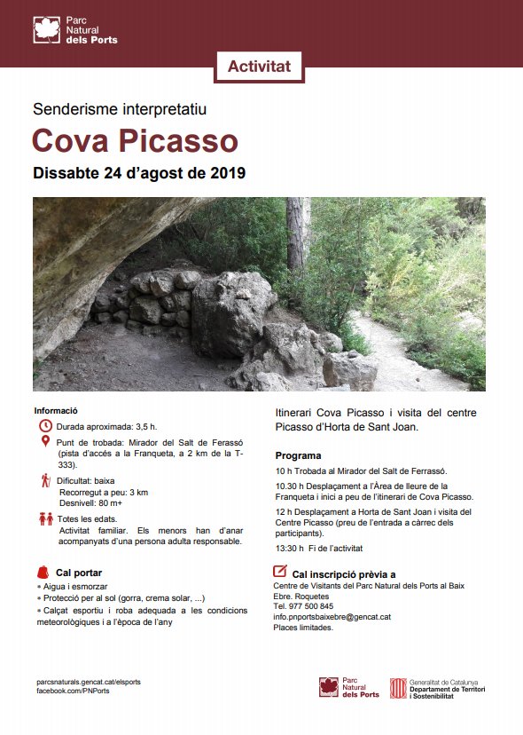 Senderisme interpretatiu a la Cova Picasso Senderisme interpretatiu a la Cova Picasso