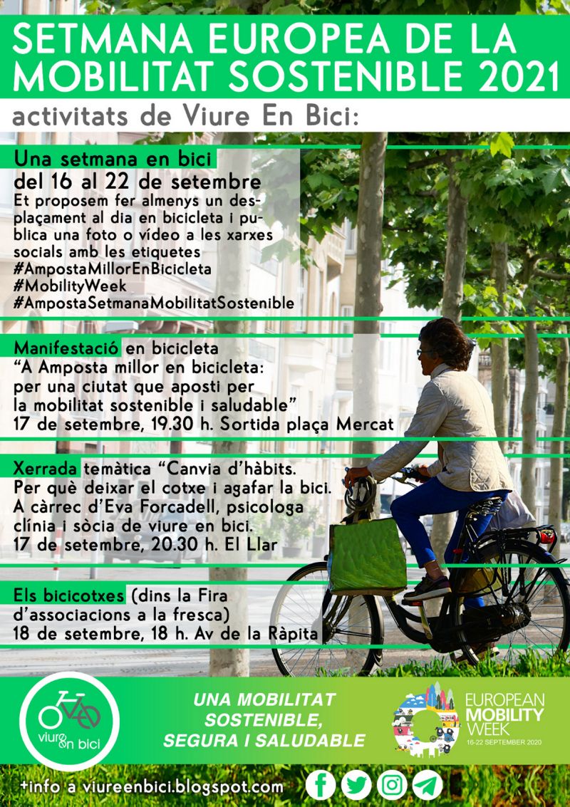 Setmana Europea de la Mobilitat Sostenible. Activitats de l’entitat Viure en Bici Setmana Europea de la Mobilitat Sostenible. Activitats de l’entitat Viure en Bici