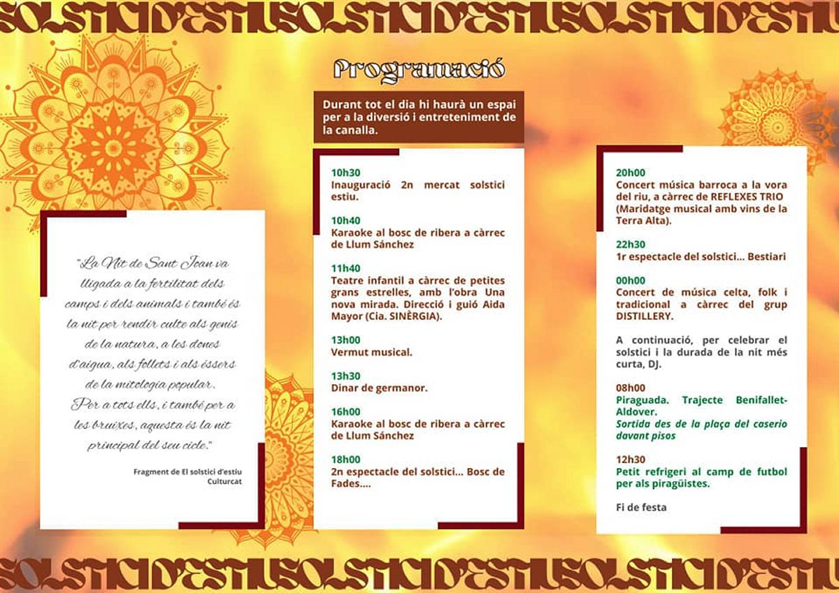 Aldover celebra aquest cap de setmana el 2n Solstici d&rsquo;Estiu | EbreActiu.cat, revista digital d&rsquo;oci actiu | Terres de l&rsquo;Ebre ...