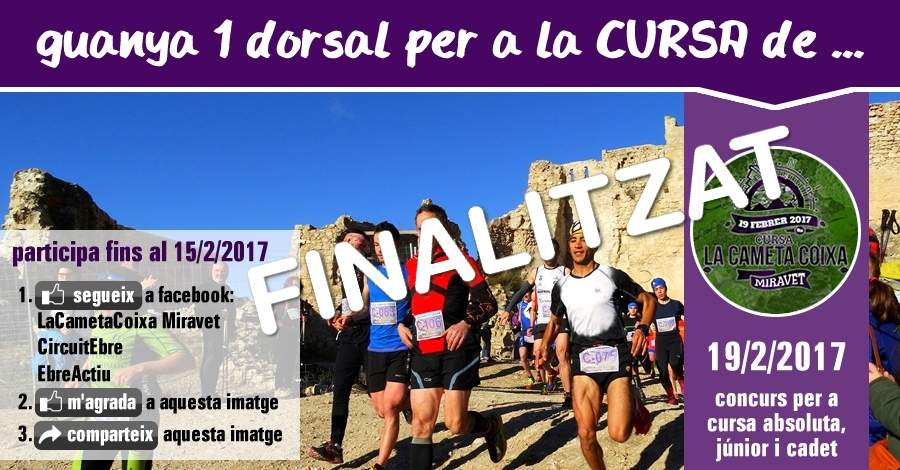 [finalitzat] Sorteig 1 dorsal: Cursa La Cameta Coixa del 19/2/2017 | EbreActiu.cat, revista digital d’oci actiu | Terres de l’Ebre ...