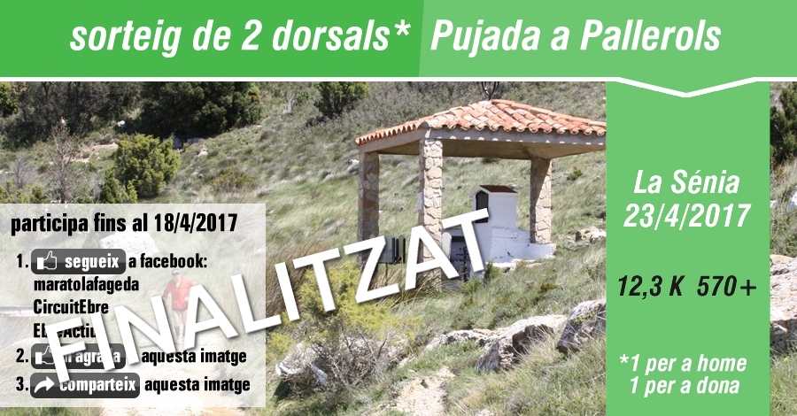 Sorteig 2 dorsals: Pujada a Pallerols 23/4/2017 | EbreActiu.cat, revista digital d’oci actiu | Terres de l’Ebre ...