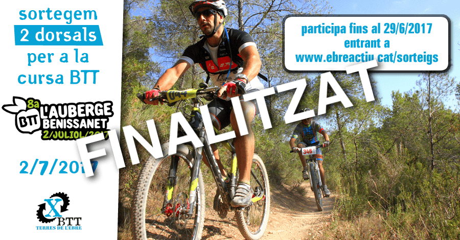 <p>Sorteig de 2 dorsals per a la Cursa BTT L’Auberge de Benissanet del 2/7/2017</p>