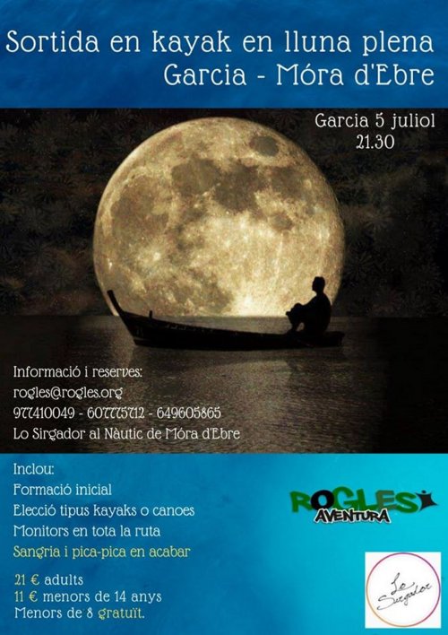 Sortida en kayak en lluna plena Garcia-Móra d’Ebre Sortida en kayak en lluna plena Garcia-Móra d’Ebre