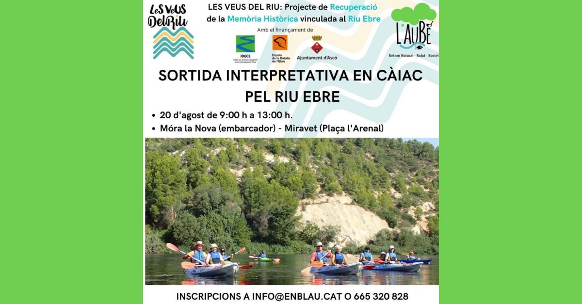 Sortida interpretativa en caiac pel riu Ebre Sortida interpretativa en caiac pel riu Ebre