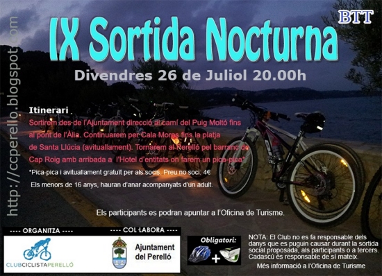 IX Sortida nocturna en BTT IX Sortida nocturna en BTT