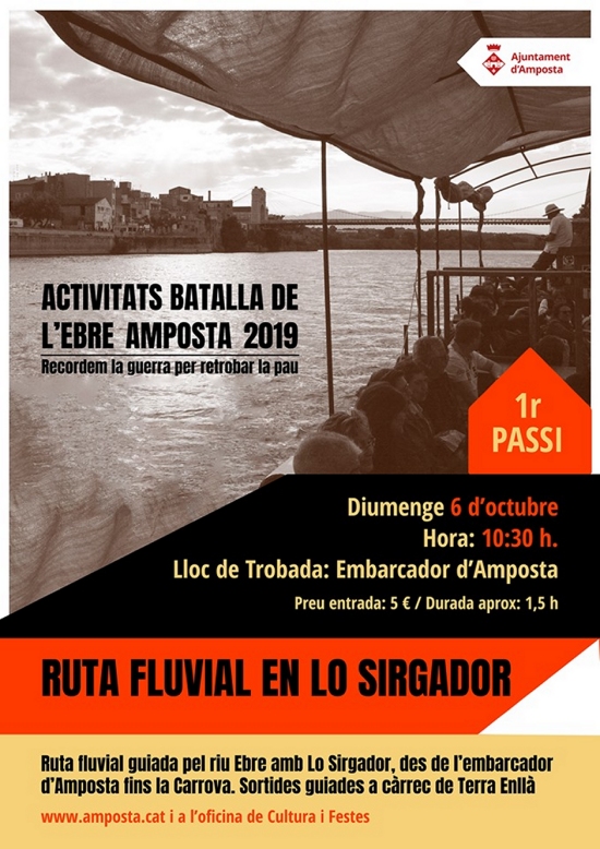 Ruta fluvial guiada pel riu Ebre amb Lo Sirgador Ruta fluvial guiada pel riu Ebre amb Lo Sirgador