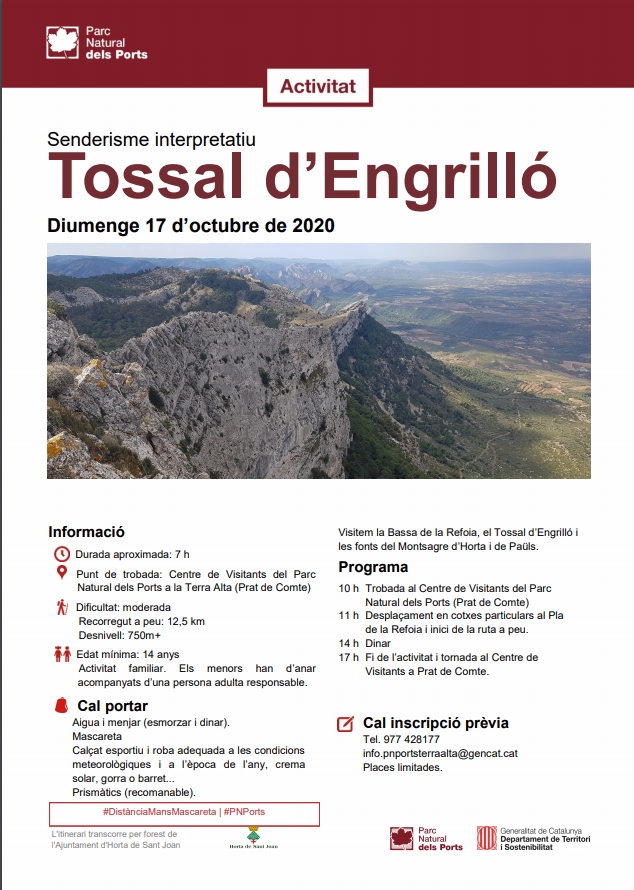 Sortida guiada a la Bassa de la Refoia, el Tossal d’Engrilló i les fonts del Montsagre d’Horta i de Paüls Sortida guiada a la Bassa de la Refoia, el Tossal d’Engrilló i les fonts del Montsagre d’Horta i de Paüls