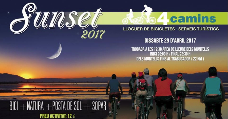 Sunset 2017 Bici + natura + posta de sol + sopar Sunset 2017 Bici + natura + posta de sol + sopar