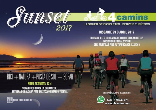 Sunset 2017 Bici + natura + posta de sol + sopar Sunset 2017 Bici + natura + posta de sol + sopar