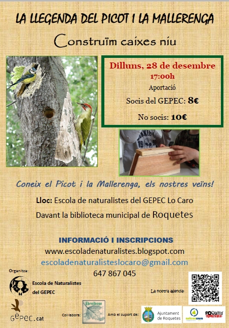 Taller: �La llegenda del picot i la mallarenga. Constru�m caixes nius�