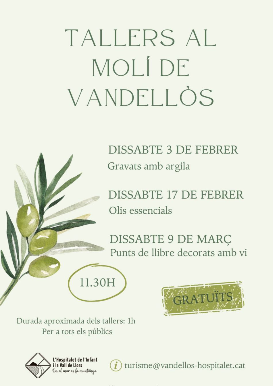Tallers gratuïts al Molí de Vandellòs. Olis essencials Tallers gratuïts al Molí de Vandellòs. Olis essencials