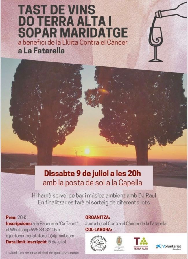 Tast de vins de la DO Terra aAta i sopar maridatge Tast de vins de la DO Terra aAta i sopar maridatge