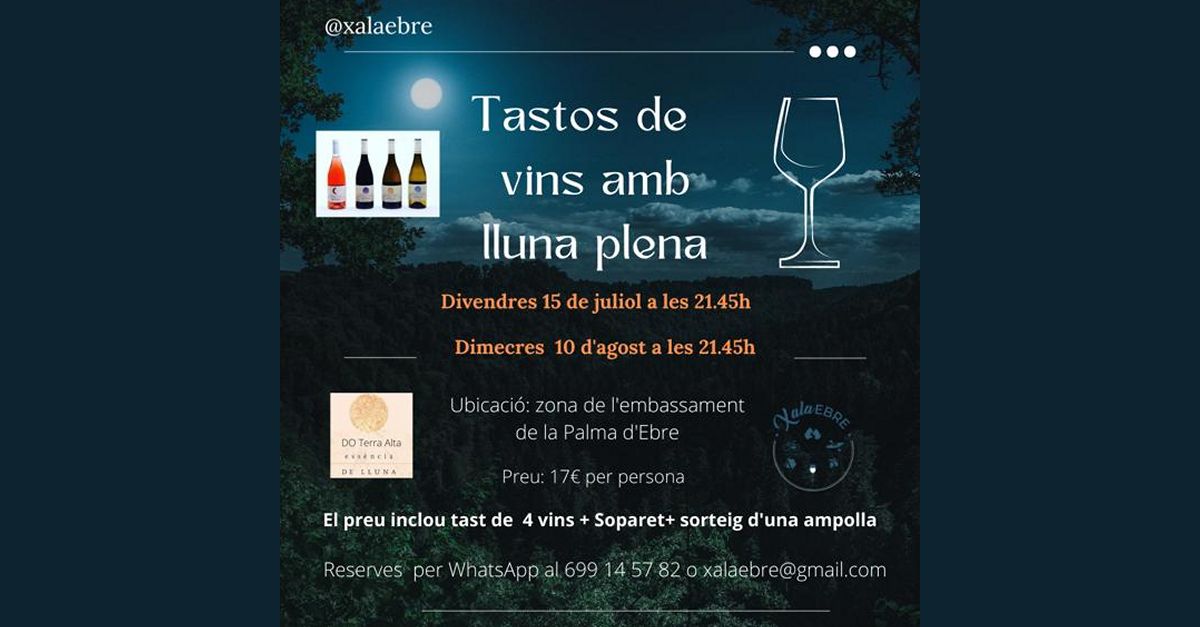 Cata de vinos con luna llena en la Palma d�Ebre
