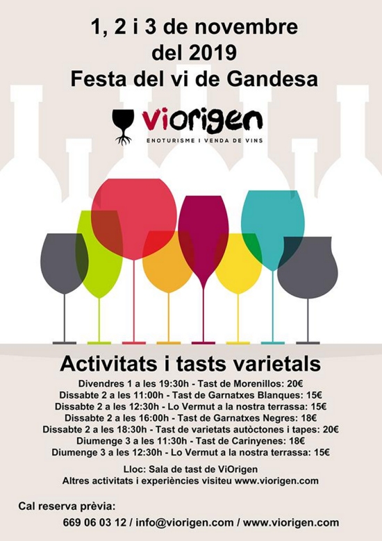 Activitats i tastos varietals ViOrigen – Festa del Vi de Gandesa Activitats i tastos varietals ViOrigen – Festa del Vi de Gandesa