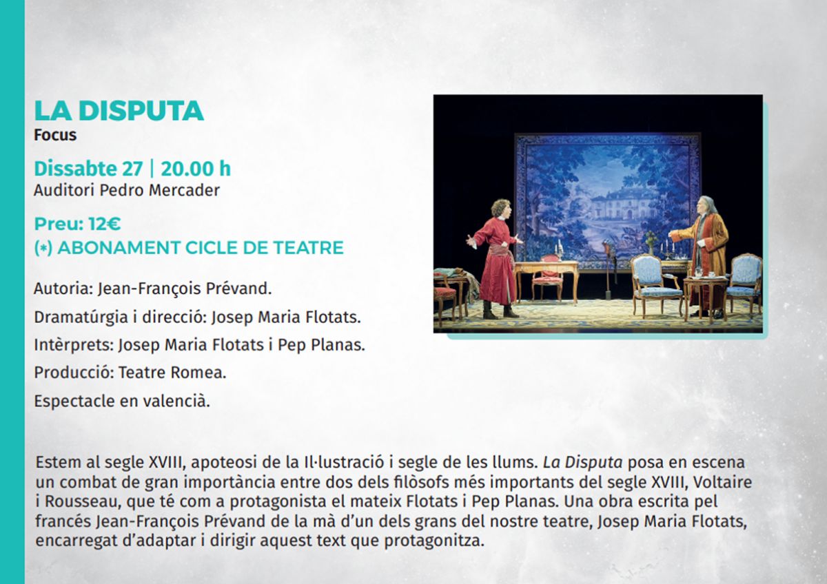 Temporada de teatre de Benicarl�: La Disputa