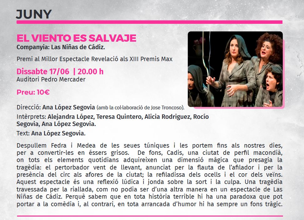 Temporada de teatre Benicarló: El viento es salvaje Temporada de teatre Benicarló: El viento es salvaje