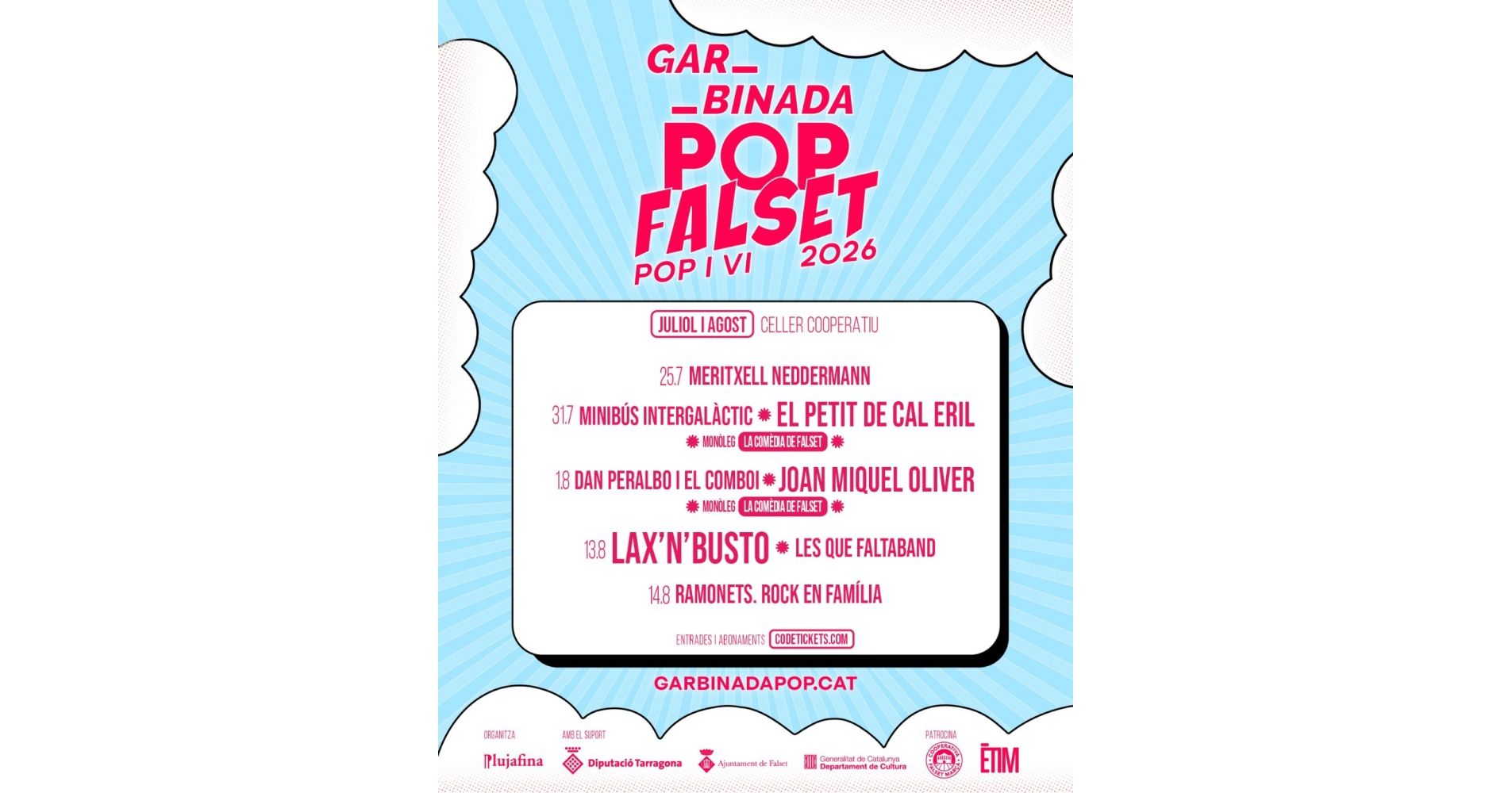 Garbinada Pop - Falset 2026. Joan Miquel Oliver i Dan Peralbo i el Comboi