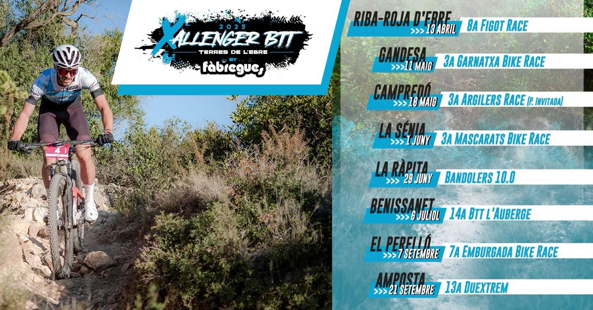 La Xallenger BTT Terres de l’Ebre 2025 tendr 8 pruebas | EbreActiu.cat, revista digital de ocio activo | Terres de l’Ebre...