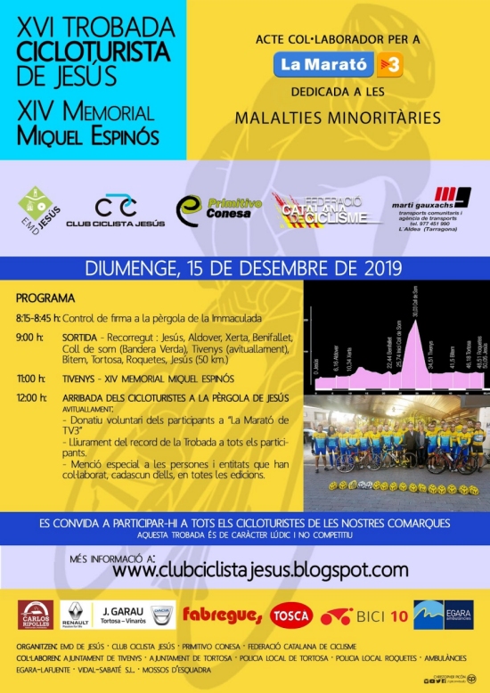 XVI Trobada cicloturista de Jesús i XIV Memorial Miquel Espinós XVI Trobada cicloturista de Jesús i XIV Memorial Miquel Espinós