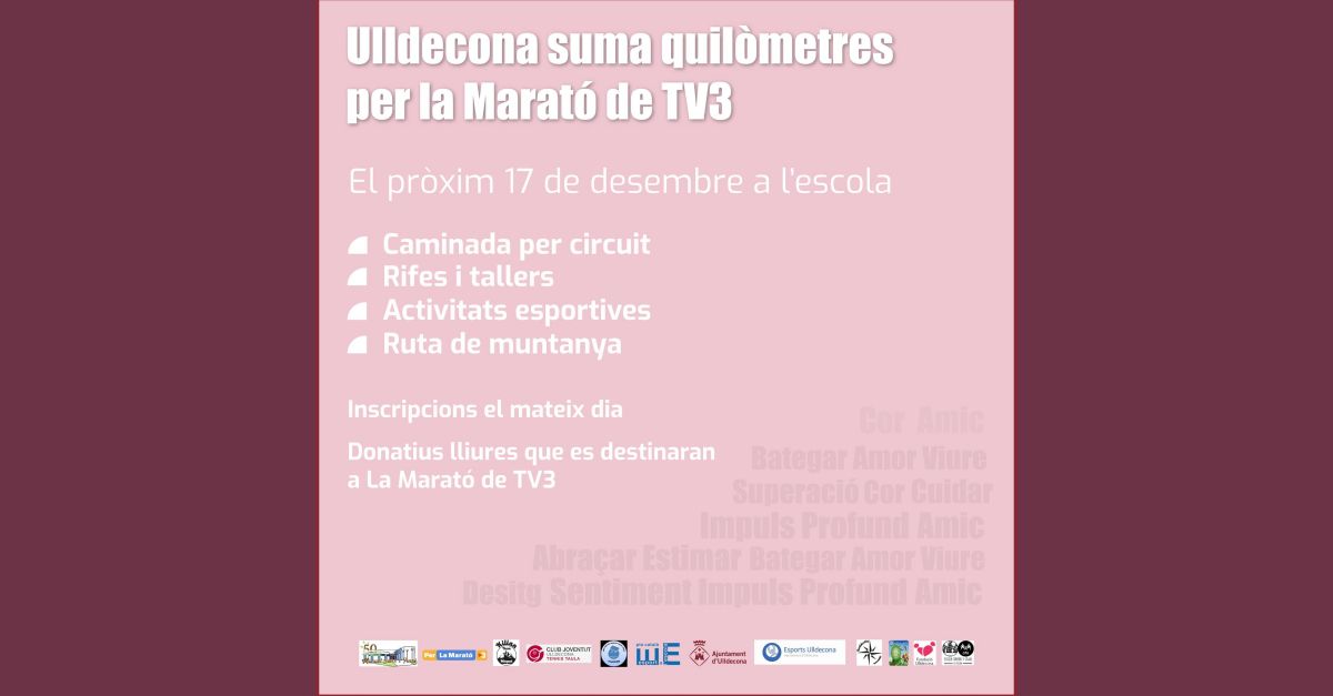 Ulldecona suma quilòmetres per la Marató de TV3 Ulldecona suma quilòmetres per la Marató de TV3