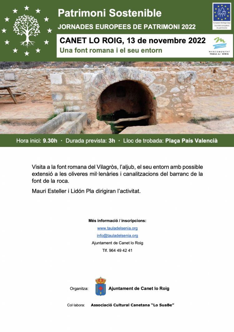 JEP2022 - Visita a la font romana del Vilagròs de Canet lo Roig JEP2022 - Visita a la font romana del Vilagròs de Canet lo Roig