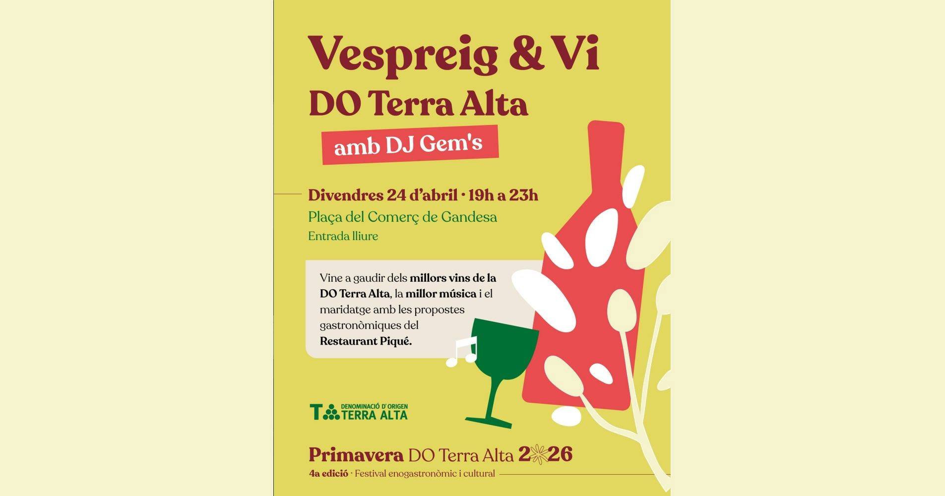 Vespreig & Vi DO Terra Alta, amb DJ Gem�s