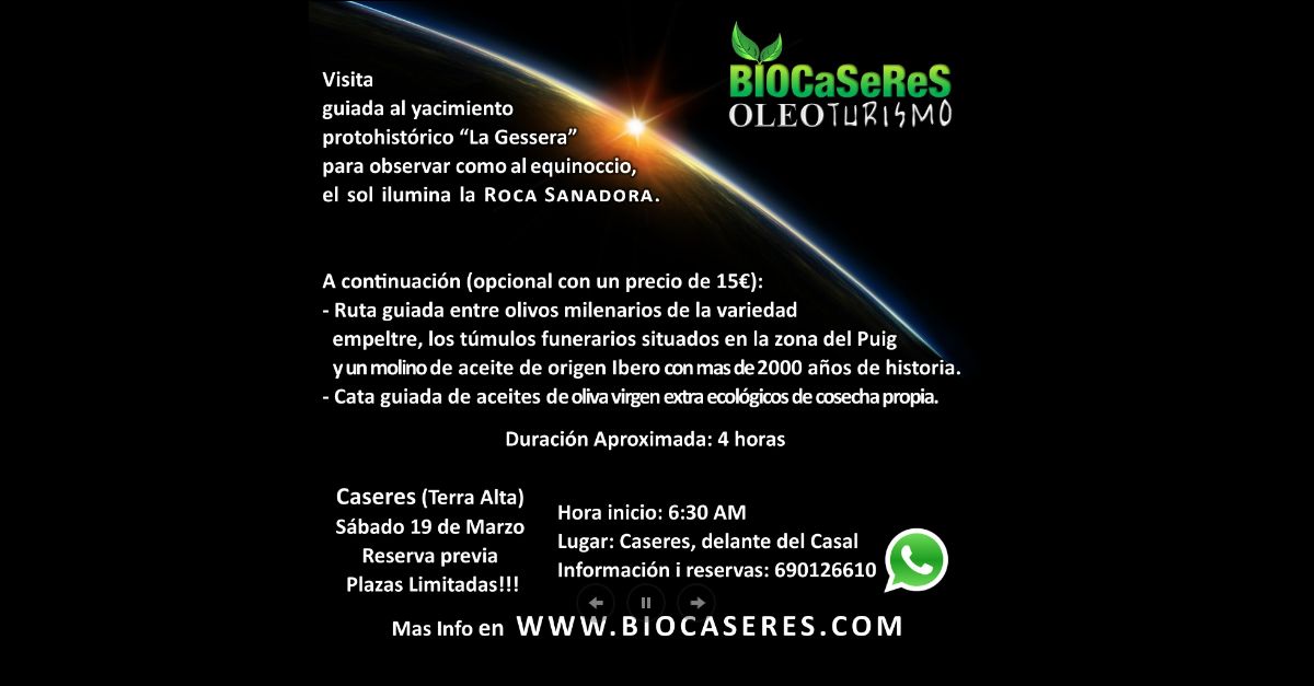Visita guiada al jaciment protohist�ric La Gessera de Caseres durant la sortida del sol
