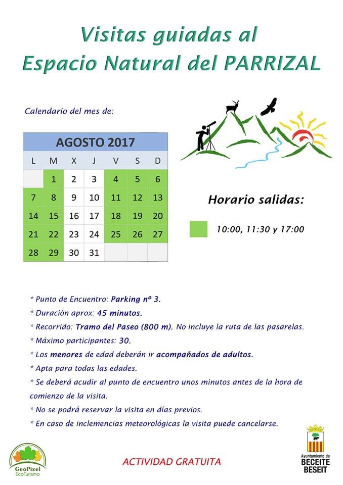 Visites guiades a l’espai natural del Parrissal – agost 2017 Visites guiades a l’espai natural del Parrissal – agost 2017