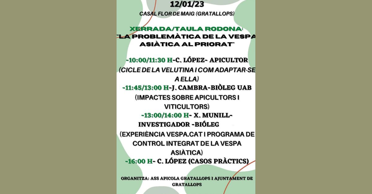 Xerrada: La problemàtica de la vespa aisàtica al Priorat Xerrada: La problemàtica de la vespa aisàtica al Priorat