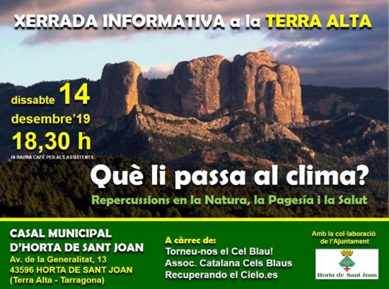 Xerrada: «Què li passa al clima? Repercussions en la natura, la pagesia i la salut» Xerrada: «Què li passa al clima? Repercussions en la natura, la pagesia i la salut»